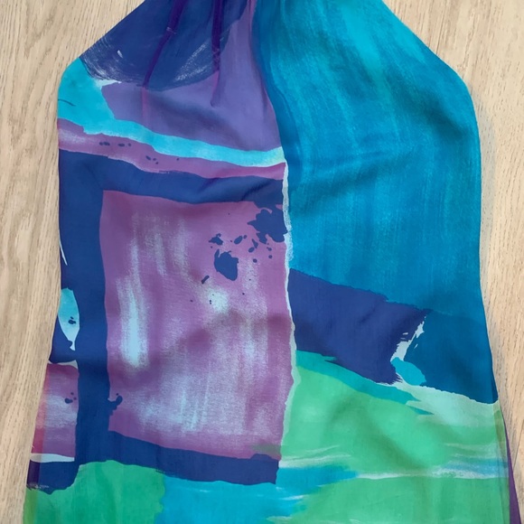 MaxMara Italy 100% silk watercolor dress 10 - Picture 6 of 8